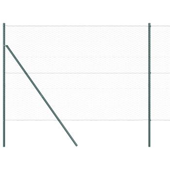 Sechseckzaun Grün 1,5x50 m Stahl, Zaunpfosten 13 Stück Grün Ø32 mm 200 cm Verzinkter Stahl