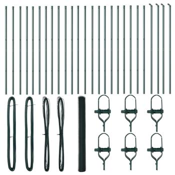 Sechseckzaun Grün 1,6x50 m Stahl, Zaunpfosten 13 Stück Grün Ø32 mm 210 cm verzinkter Stahl