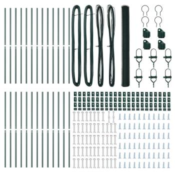 Sechseckzaun Grün 1,6x50 m Stahl, Zaunpfosten 13 Stück Grün Ø32 mm 210 cm verzinkter Stahl