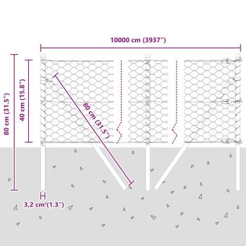 Bodenmontierter Sechseckzaun 100 x 0,4 m Grün Netz