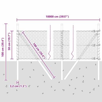 Bodenmontierter Sechseckzaun 100 x 0,5 m Grün Netz