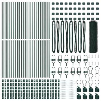 Sechseckzaun Grün 0,8x100 m Stahl, Zaunpfosten 13 Stück Grün Ø32 mm 120 cm verzinkter Stahl