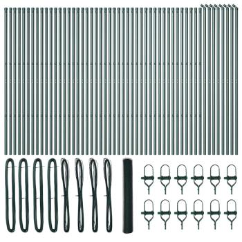 Sechseckzaun Grün 1x100 m Stahl, Zaunpfosten 13 Stück Grün Ø32 mm 150 cm Verzinkter Stahl