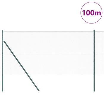 Sechseckzaun Grün 1,2x100 m Stahl, Zaunpfosten 13 Stück Grün Ø32 mm 170 cm Verzinkter Stahl