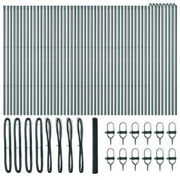 Sechseckiger Zaun Grün 1,5 x 100 m Stahl, Zaunpfosten 13 Stück Grün Ø32 mm 200 cm Verzinkter Stahl