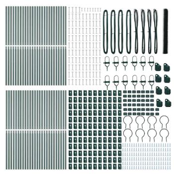 Hexagon Zaun Grün 1,6x100 m Stahl, Zaunpfosten 13 Stück Grün Ø32 mm 210 cm Galvanisierter Stahl