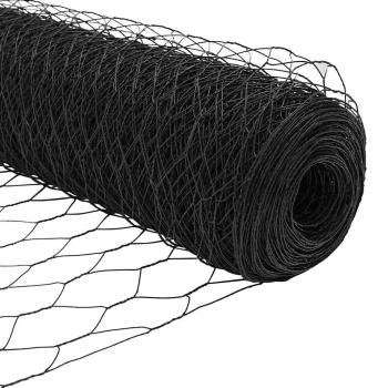Hexagon Zaun Grau 0,8x10 m Stahl, Zaunpfosten 7 Stück Grau Ø32 mm 120 cm feuerverzinkter Stahl