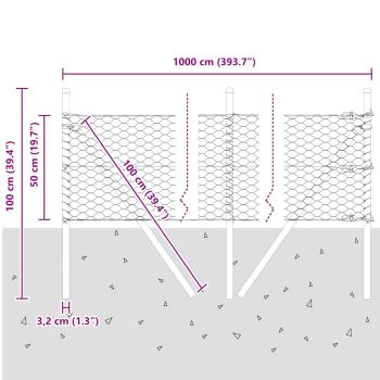 Bodenmontierter Sechseckzaun 25 x 0,5 m PVC-beschichteter Stahl