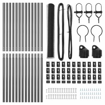 Zaun-Set 2 Teile Grau Pulverbeschichteter Stahl 25 x 1 m