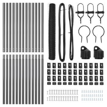 Sechseckzaun Grau 1,4x25 m Stahl, Zaunpfosten 13 Stück Grau Ø32 mm 190 cm Verzinkter Stahl