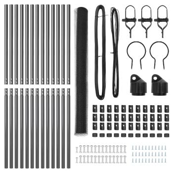 Zaunset Set aus 2 Grau Stahl 25 x 1,5 m Langlebig