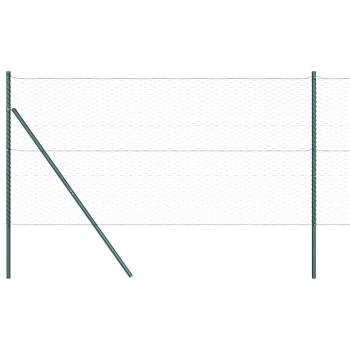 Sechseckzaun Grau 1x50 m Stahl, Zaunpfosten 13 Stück Grün Ø32 mm 150 cm verzinkter Stahl