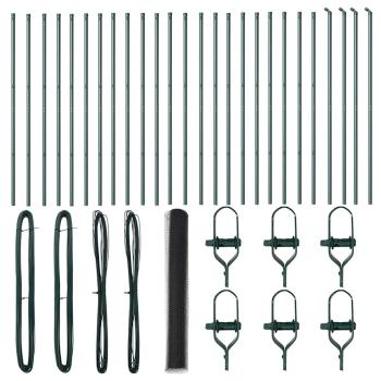 ARDEBO.de - Sechseckzaun Grau 1x50 m Stahl, Zaunpfosten 13 Stück Grün Ø32 mm 150 cm Verzinkter Stahl