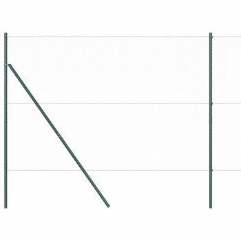 Sechseckzaun Grau 1,5x50 m Stahl, Zaunpfosten 13 Stück Grün Ø32 mm 200 cm verzinkter Stahl