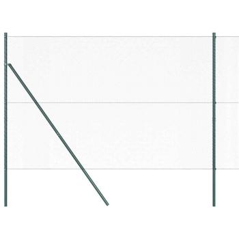 Hexagonzaun Grau 1,6x50 m Stahl, Zaunpfosten 13 Stück Grün Ø32 mm 210 cm Verzinkter Stahl