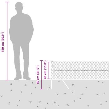 Bodenmontierter Sechseckzaun 100 x 0,4 m Grau Netz