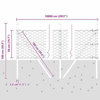 Bodenmontierter Sechseckzaun 100 x 0,5 m Grau Netz