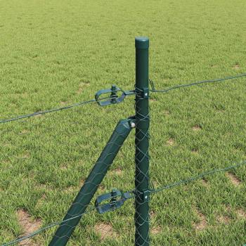 Sechseckzaun Grau 0.6x100 m Stahl, Zaunpfosten 13 Stück Grün Ø32 mm 100 cm Verzinkter Stahl