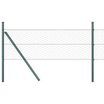 Hexagon Zaun Grau 0.6x100 m Stahl, Zaunpfosten 13 Stk Grün Ø32 mm 100 cm Verzinkter Stahl