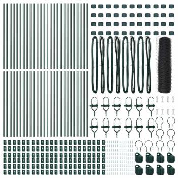 Sechseckzaun Grau 0.6x100 m Stahl, Zaunpfosten 13 Stück Grün Ø32 mm 100 cm Verzinkter Stahl