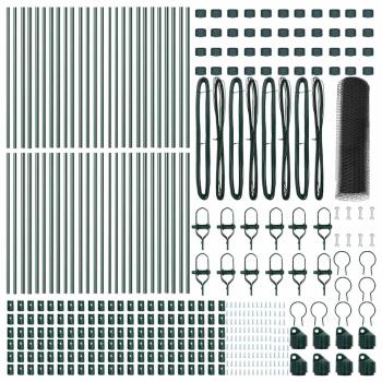 Sechseckzaun Grau 0.8x100 m Stahl, Zaunpfosten 13 Stück Grün Ø32 mm 120 cm verzinkter Stahl