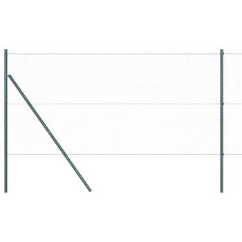 Sechseckzaun Grau 1,4x100 m Stahl, Zaunpfosten 13 Stück Grün Ø32 mm 190 cm Verzinkter Stahl