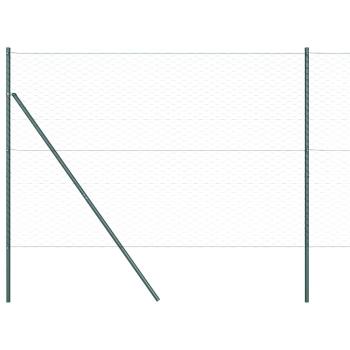 Sechseckzaun Grau 1,5x100 m Stahl, Zaunpfosten 13 Stück Grün Ø32 mm 200 cm Verzinkter Stahl