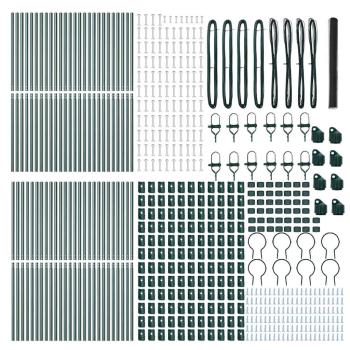 Sechseckzaun Grau 1,6x100 m Stahl, Zaunpfosten 13 Stück Grün Ø32 mm 210 cm Verzinkter Stahl