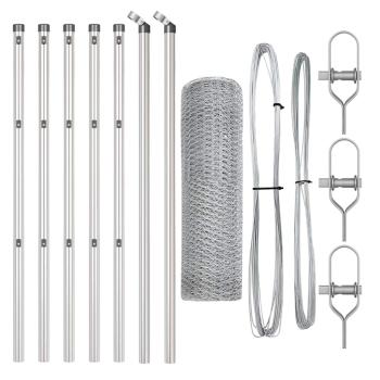 Sechseckzaun 0,5x10 m Verzinkter Stahl, Zaunpfosten 7 Stück Ø32 mm 100 cm Verzinkter Stahl