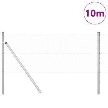 ARDEBO.de - Hexagonzaun 0,6x10 m Verzinkter Stahl, Zaunpfosten 7 Stk Ø32 mm 100 cm Verzinkter Stahl