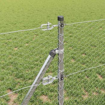 Bodenmontierter Sechseckzaun 10 x 0,6 m Verzinkter Stahl Silber