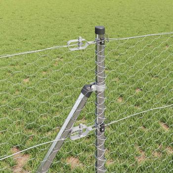 Bodenmontierter Sechseckzaun 10 x 0,6 m Verzinkter Stahl Silber