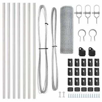 Sechseckzaun 0.8x10 m Verzinkter Stahl, Zaunpfosten 7 Stück Ø32 mm 120 cm Verzinkter Stahl
