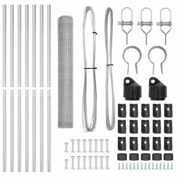 Sechseckzaun 1x10 m Verzinkter Stahl, Zaunpfosten 7 Stk Ø32 mm 150 cm Verzinkter Stahl
