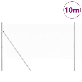Sechseckzaun 1,4x10 m Verzinkter Stahl, Zaunpfosten 7 Stk Ø32 mm 190 cm Verzinkter Stahl