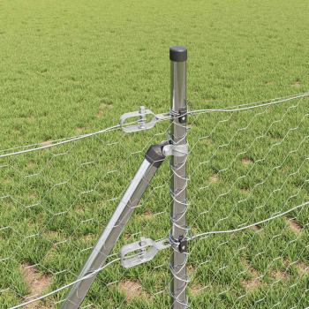 Sechseckzaun 0.4x25 m Feuerverzinkter Stahl, Zaunpfosten 13 Stück Ø32 mm 80 cm Feuerverzinkter Stahl