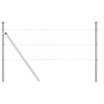 Sechseckzaun 0.4x25 m Feuerverzinkter Stahl, Zaunpfosten 13 Stück Ø32 mm 80 cm Feuerverzinkter Stahl
