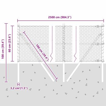 Sechseckiger Zaunbodenfixierung 25 x 0,6 m Verzinkter Stahl
