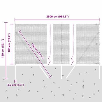 Bodenmontierter Sechseckzaun 25 x 1 m Verzinkter Stahl Silber