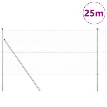 Bodenmontierter Sechseckzaun 25 x 1 m Verzinkter Stahl Silber