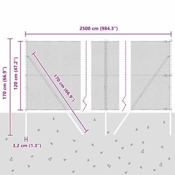 Bodenmontierter Sechseckzaun 25 x 1,2 m Verzinkter Stahl Silber