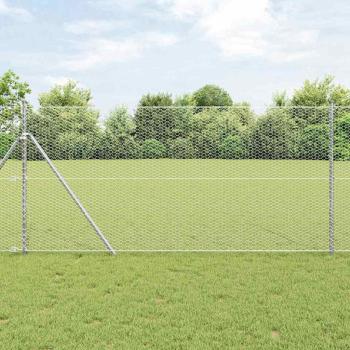 ARDEBO.de - Sechseckzaun 1,4x25 m Feuerverzinkter Stahl, Zaunpfosten 13 Stück Ø32 mm 190 cm Feuerverzinkter Stahl
