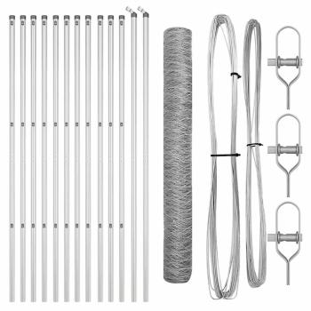 Sechseckzaun 1,4x25 m Feuerverzinkter Stahl, Zaunstangen 13 Stk Ø32 mm 190 cm Feuerverzinkter Stahl