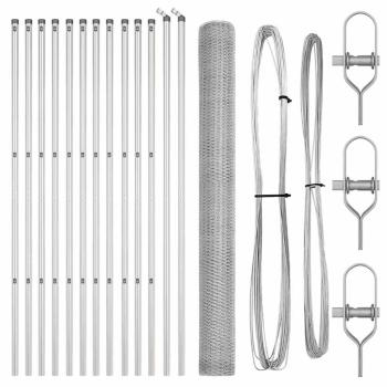 Sechseckzaun 1,6x25 m Feuerverzinkter Stahl, Zaunpfosten 13 Stück Ø32 mm 210 cm Feuerverzinkter Stahl
