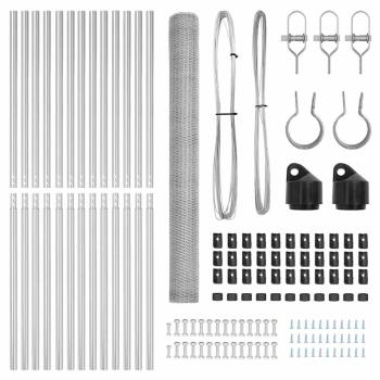 Sechseckzaun 1,6x25 m Feuerverzinkter Stahl, Zaunpfosten 13 Stück Ø32 mm 210 cm Feuerverzinkter Stahl