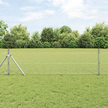 ARDEBO.de - Hexagonzaun 0,5x50 m Feuerverzinkter Stahl, Zaunpfosten 13 Stück Ø32 mm 100 cm Feuerverzinkter Stahl