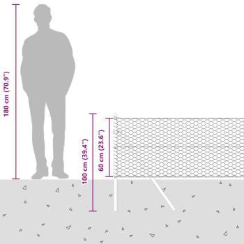 Bodenmontierter Sechseckzaun 50 x 0,6 m Verzinkter Stahl Silber