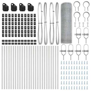 Hexagonzaun 0,8x50 m feuerverzinkter Stahl, Zaunpfosten 13 Stück Ø32 mm 120 cm feuerverzinkter Stahl