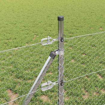 Hexagon-Zaun 0,8x50 m Verzinkter Stahl, Zaunpfosten 13 Stück Ø32 mm 120 cm Verzinkter Stahl