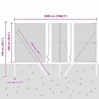 Bodenmontierter Sechseckzaun 50 x 1 m Verzinkter Stahl Silber